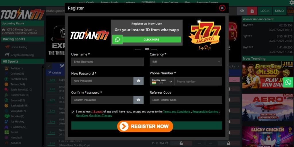 Toofan777 Register